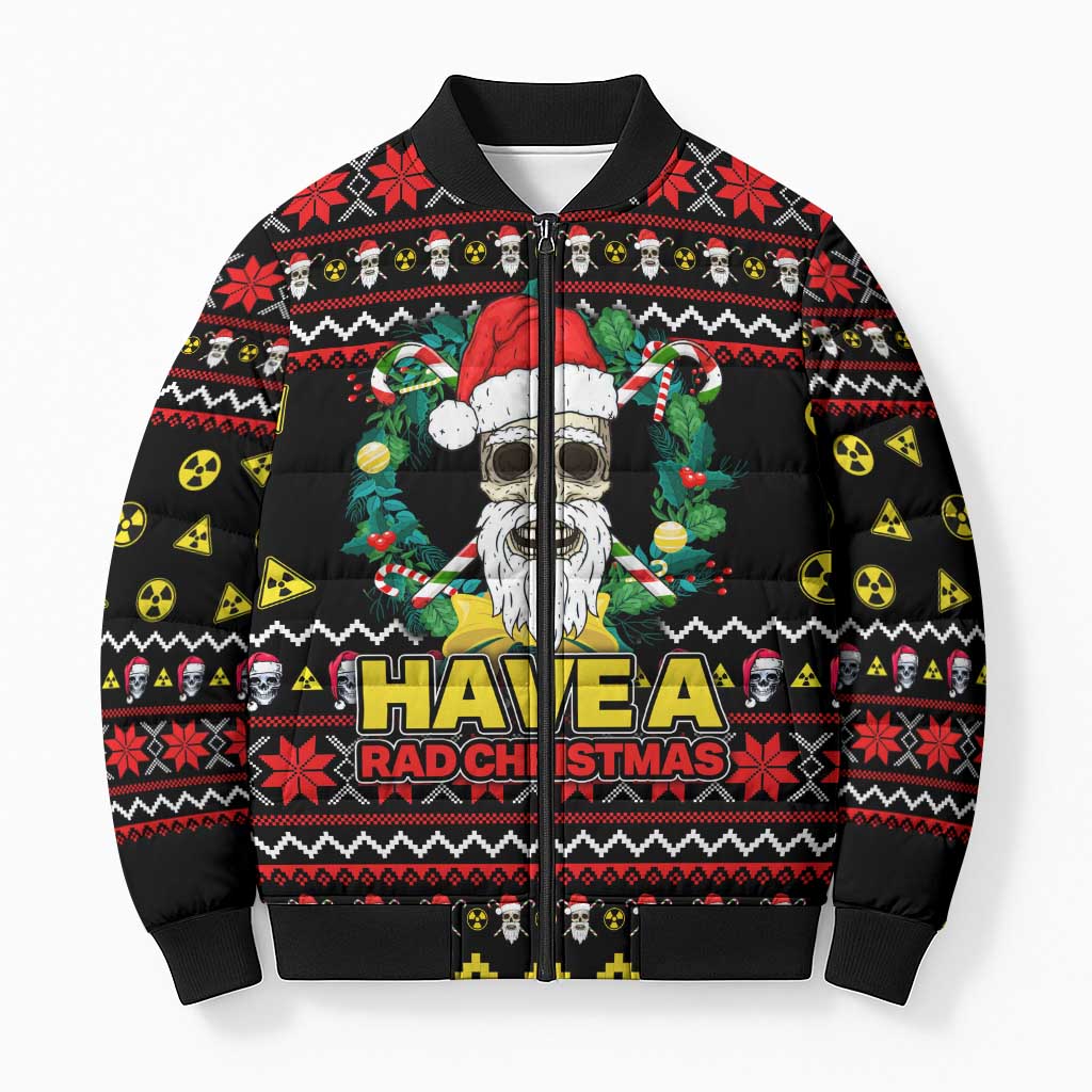 Skull Have A Rad Christmas Bomber Puffer Jacket Xmas Holiday Patterns - Wonder Print Shop
