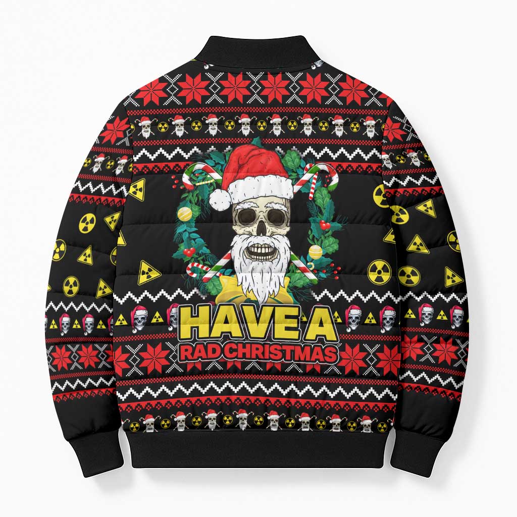 Skull Have A Rad Christmas Bomber Puffer Jacket Xmas Holiday Patterns - Wonder Print Shop