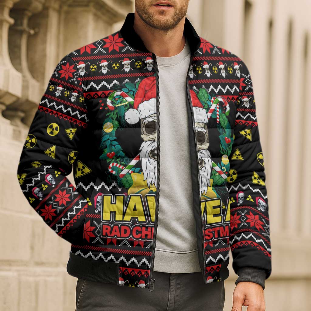 Skull Have A Rad Christmas Bomber Puffer Jacket Xmas Holiday Patterns - Wonder Print Shop
