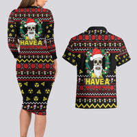 Skull Have A Rad Christmas Couples Matching Long Sleeve Bodycon Dress and Hawaiian Shirt Xmas Holiday Patterns - Wonder Print Shop