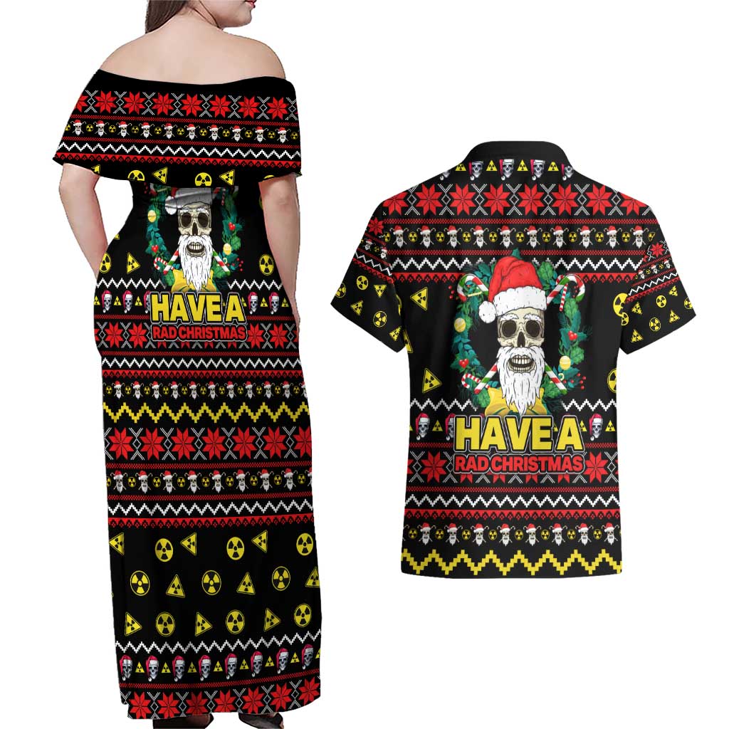 Skull Have A Rad Christmas Couples Matching Off Shoulder Maxi Dress and Hawaiian Shirt Xmas Holiday Patterns - Wonder Print Shop