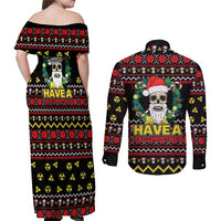 Skull Have A Rad Christmas Couples Matching Off Shoulder Maxi Dress and Long Sleeve Button Shirt Xmas Holiday Patterns - Wonder Print Shop
