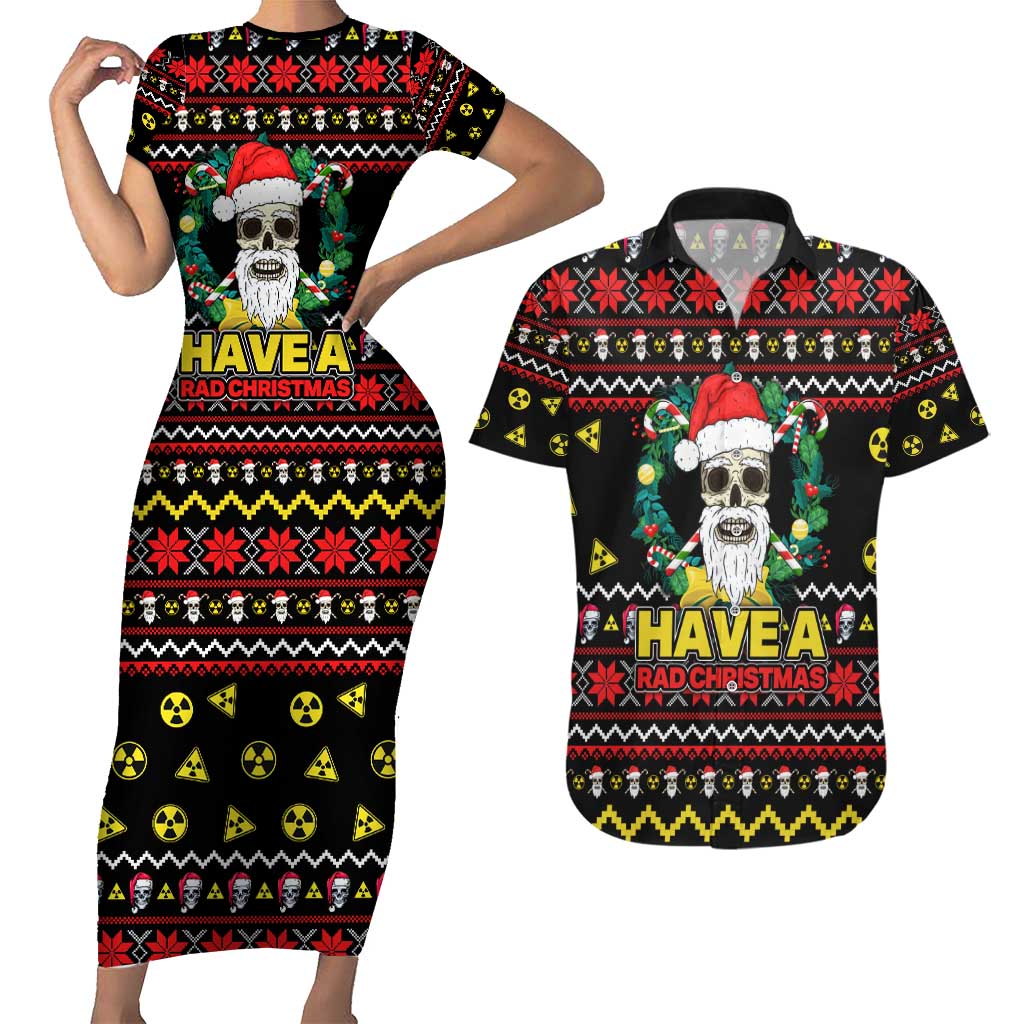 Skull Have A Rad Christmas Couples Matching Short Sleeve Bodycon Dress and Hawaiian Shirt Xmas Holiday Patterns - Wonder Print Shop