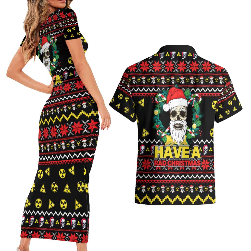 Skull Have A Rad Christmas Couples Matching Short Sleeve Bodycon Dress and Hawaiian Shirt Xmas Holiday Patterns - Wonder Print Shop