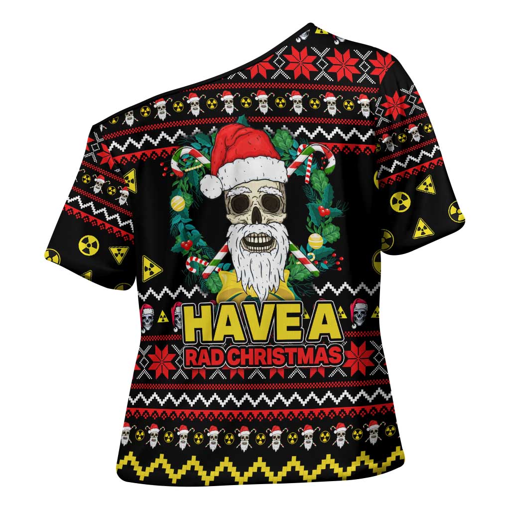 Skull Have A Rad Christmas Cross Shoulder Shirt Xmas Holiday Patterns - Wonder Print Shop