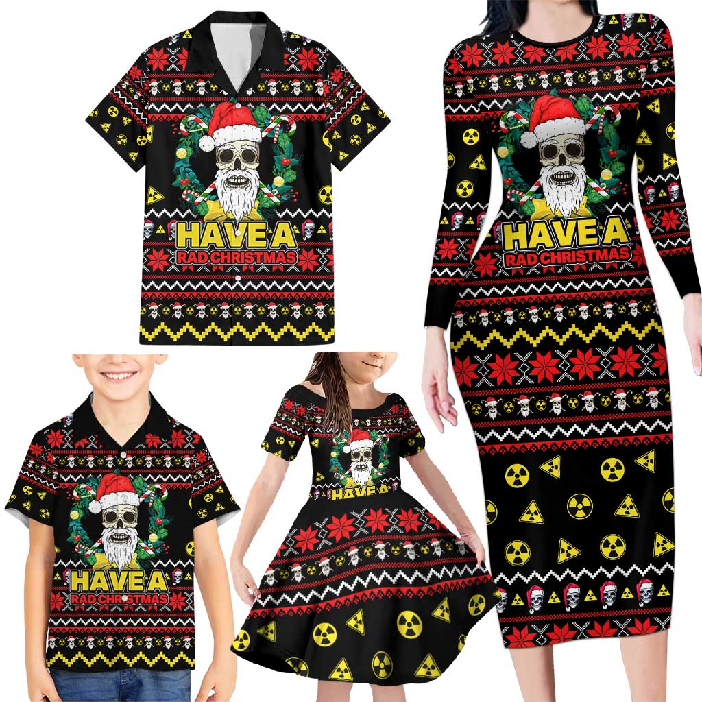 Skull Have A Rad Christmas Family Matching Long Sleeve Bodycon Dress and Hawaiian Shirt Xmas Holiday Patterns - Wonder Print Shop