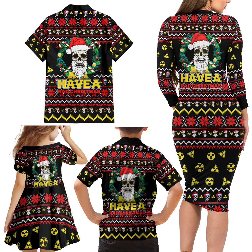 Skull Have A Rad Christmas Family Matching Long Sleeve Bodycon Dress and Hawaiian Shirt Xmas Holiday Patterns - Wonder Print Shop