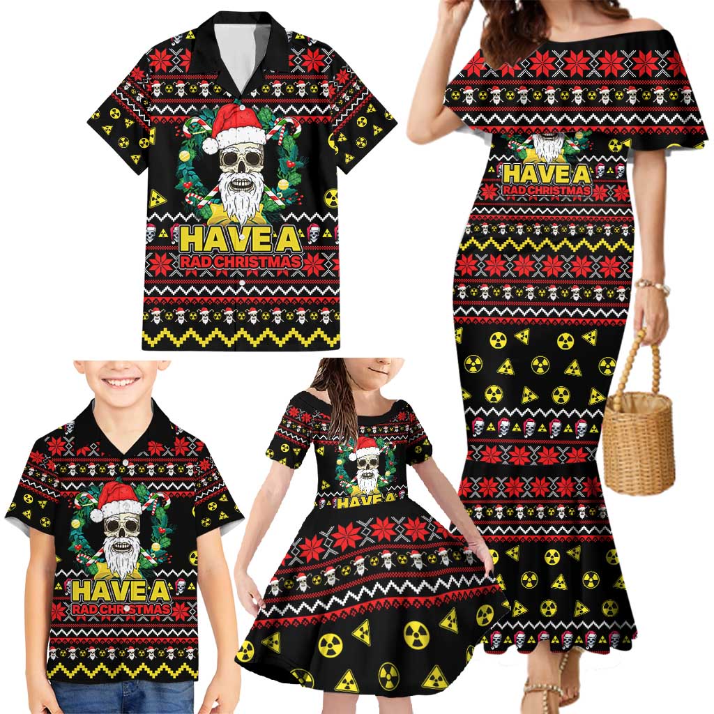 Skull Have A Rad Christmas Family Matching Mermaid Dress and Hawaiian Shirt Xmas Holiday Patterns - Wonder Print Shop