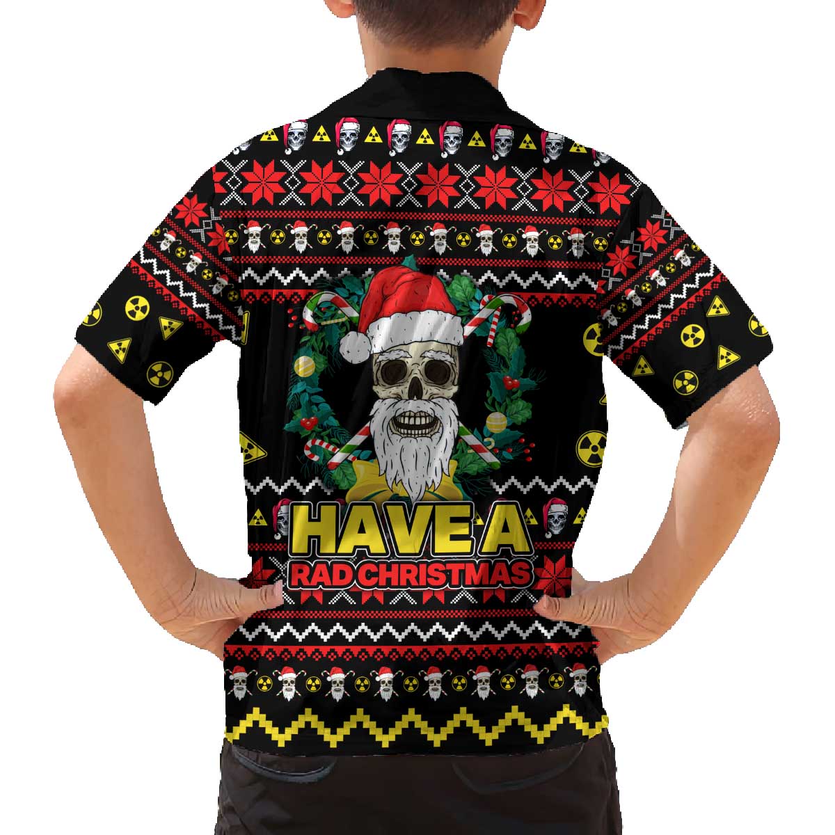 Skull Have A Rad Christmas Family Matching Off The Shoulder Long Sleeve Dress and Hawaiian Shirt Xmas Holiday Patterns - Wonder Print Shop