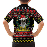 Skull Have A Rad Christmas Family Matching Off The Shoulder Long Sleeve Dress and Hawaiian Shirt Xmas Holiday Patterns - Wonder Print Shop