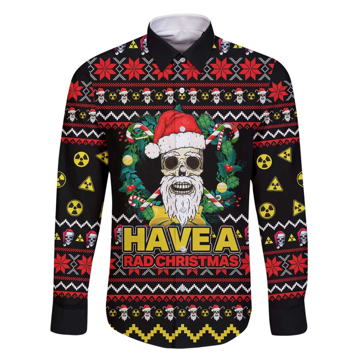 Skull Have A Rad Christmas Family Matching Off The Shoulder Long Sleeve Dress and Hawaiian Shirt Xmas Holiday Patterns - Wonder Print Shop