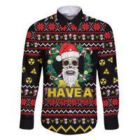 Skull Have A Rad Christmas Family Matching Off The Shoulder Long Sleeve Dress and Hawaiian Shirt Xmas Holiday Patterns - Wonder Print Shop