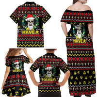 Skull Have A Rad Christmas Family Matching Off Shoulder Maxi Dress and Hawaiian Shirt Xmas Holiday Patterns - Wonder Print Shop