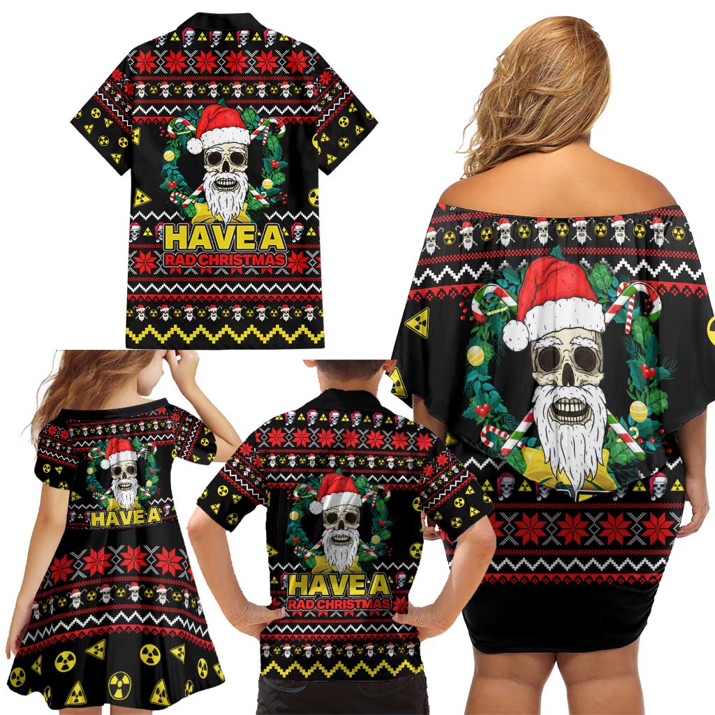 Skull Have A Rad Christmas Family Matching Off Shoulder Short Dress and Hawaiian Shirt Xmas Holiday Patterns - Wonder Print Shop