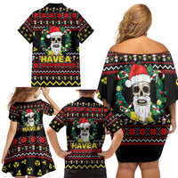 Skull Have A Rad Christmas Family Matching Off Shoulder Short Dress and Hawaiian Shirt Xmas Holiday Patterns - Wonder Print Shop