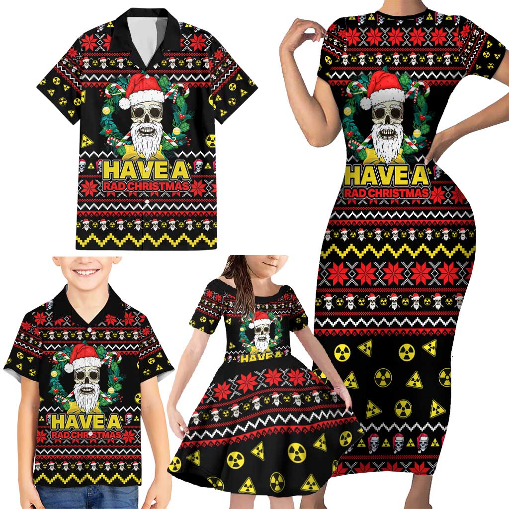 Skull Have A Rad Christmas Family Matching Short Sleeve Bodycon Dress and Hawaiian Shirt Xmas Holiday Patterns - Wonder Print Shop