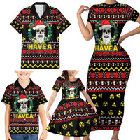Skull Have A Rad Christmas Family Matching Short Sleeve Bodycon Dress and Hawaiian Shirt Xmas Holiday Patterns - Wonder Print Shop