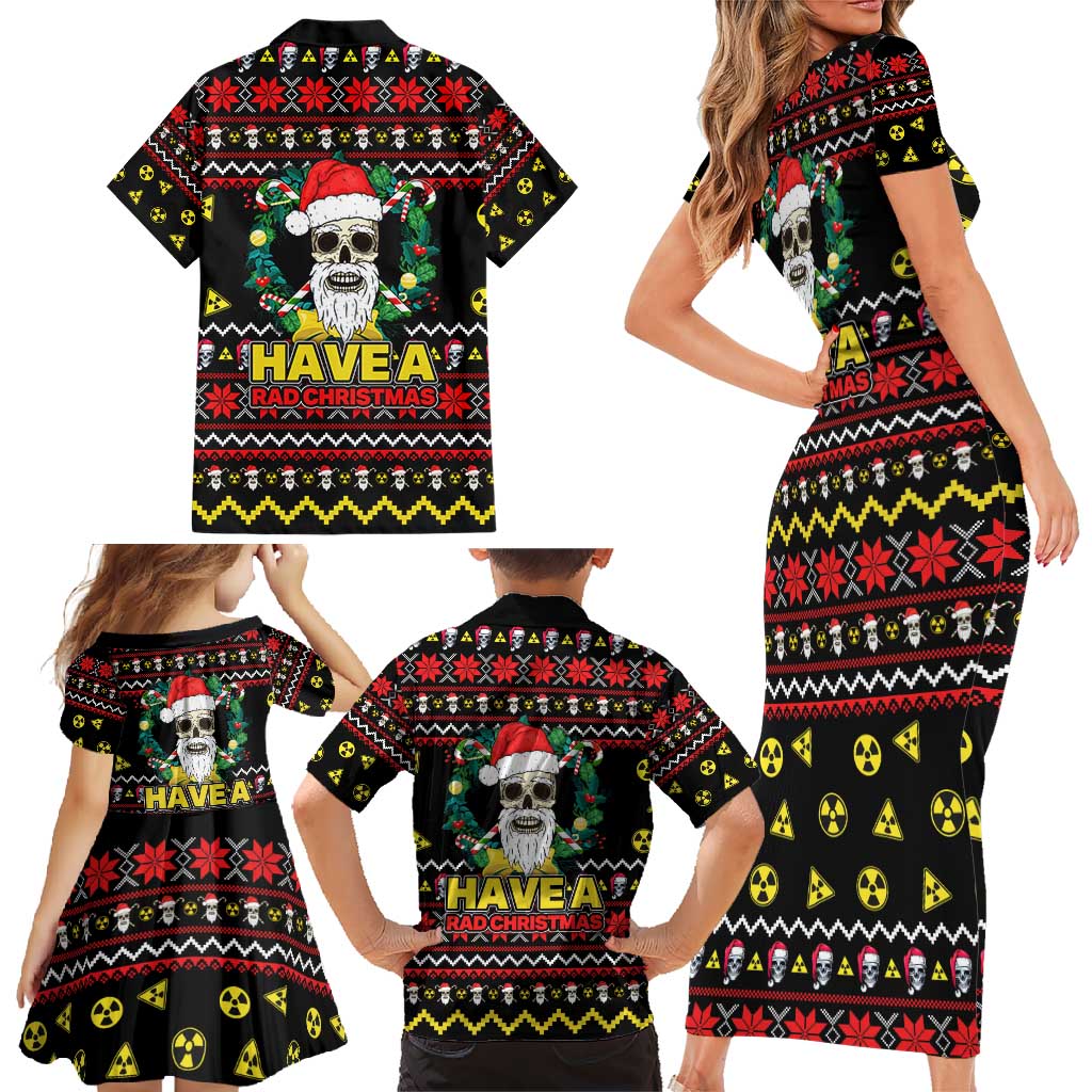 Skull Have A Rad Christmas Family Matching Short Sleeve Bodycon Dress and Hawaiian Shirt Xmas Holiday Patterns - Wonder Print Shop