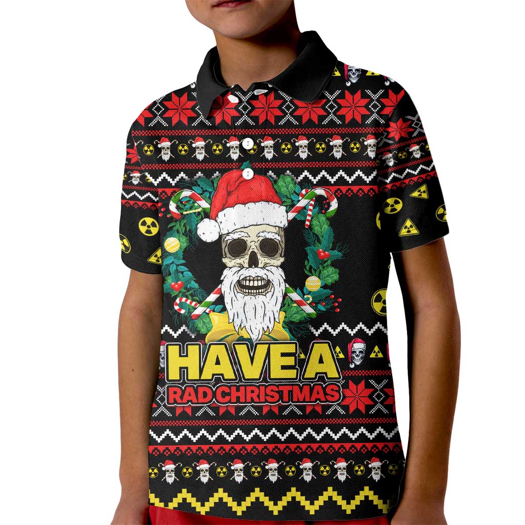 Skull Have A Rad Christmas Kid Polo Shirt Xmas Holiday Patterns - Wonder Print Shop