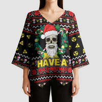 Skull Have A Rad Christmas Kimono Sleeve Blouse Xmas Holiday Patterns - Wonder Print Shop