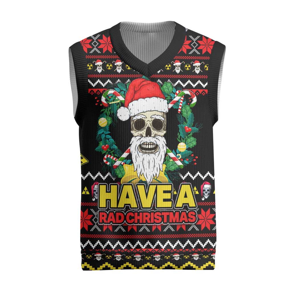 Skull Have A Rad Christmas Knitted V-Neck Vest Xmas Holiday Patterns - Wonder Print Shop