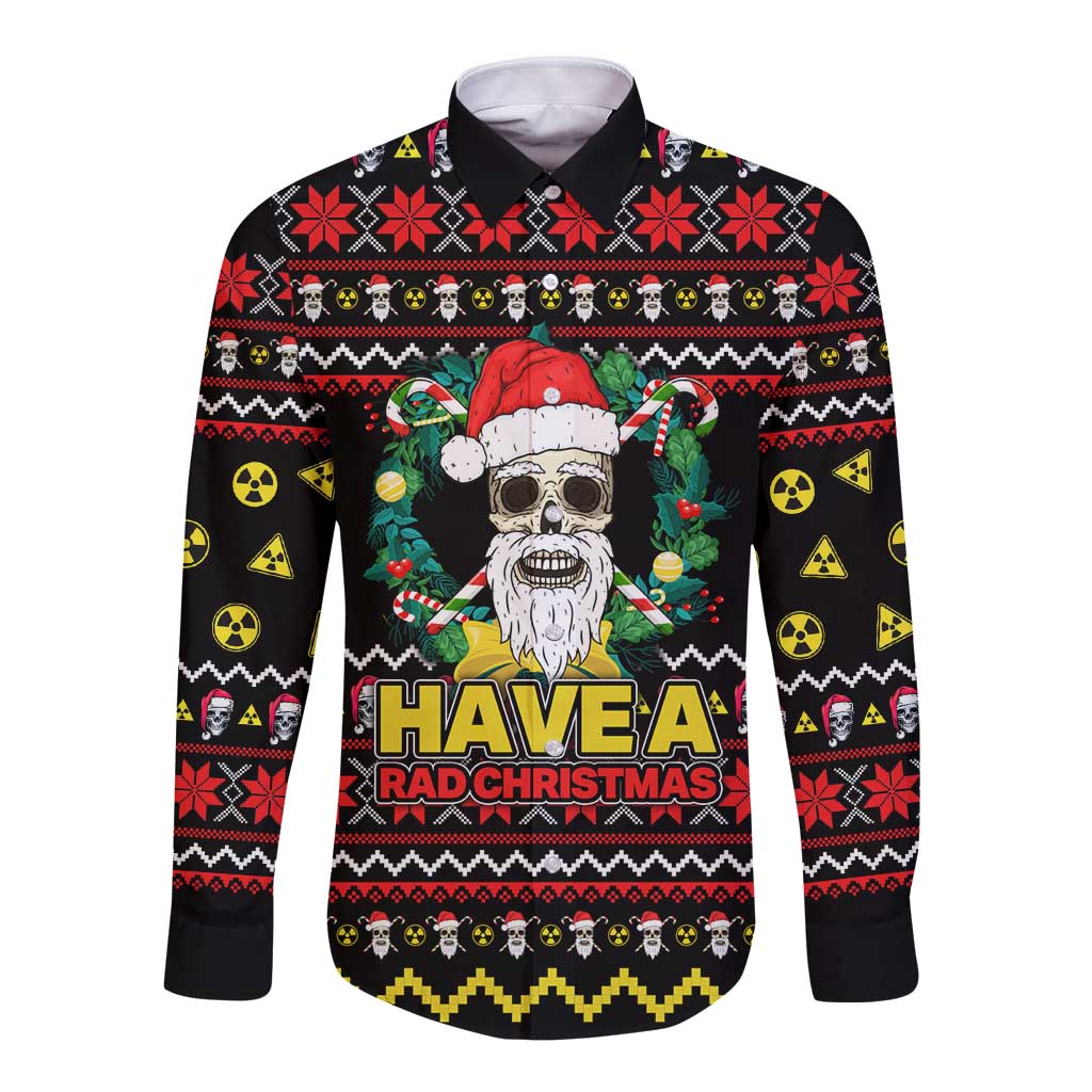 Skull Have A Rad Christmas Long Sleeve Button Shirt Xmas Holiday Patterns - Wonder Print Shop