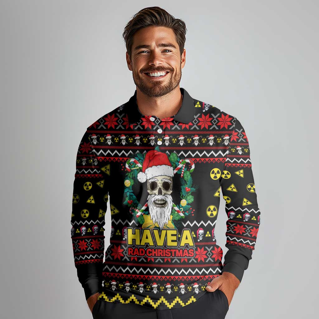 Skull Have A Rad Christmas Long Sleeve Polo Shirt Xmas Holiday Patterns - Wonder Print Shop
