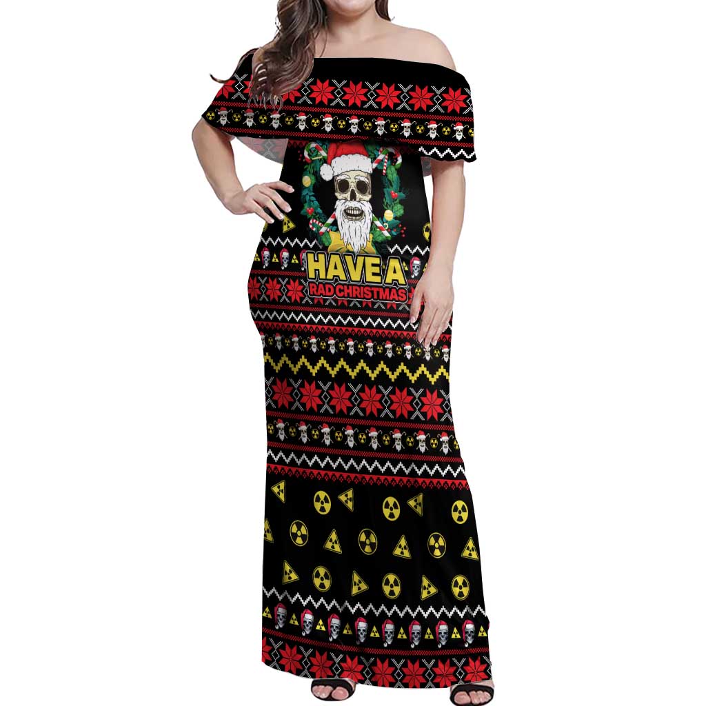 Skull Have A Rad Christmas Off Shoulder Maxi Dress Xmas Holiday Patterns - Wonder Print Shop