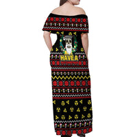Skull Have A Rad Christmas Off Shoulder Maxi Dress Xmas Holiday Patterns - Wonder Print Shop
