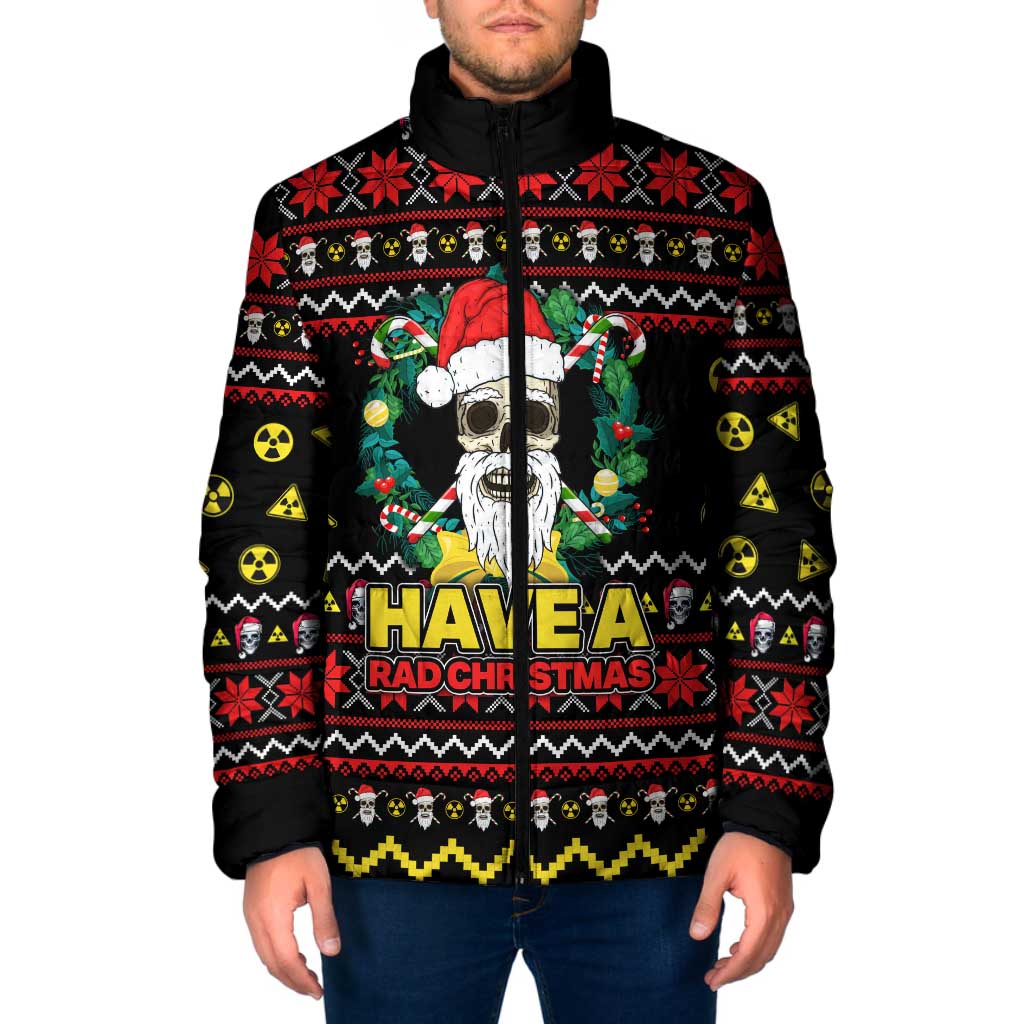 Skull Have A Rad Christmas Padded Jacket Xmas Holiday Patterns - Wonder Print Shop