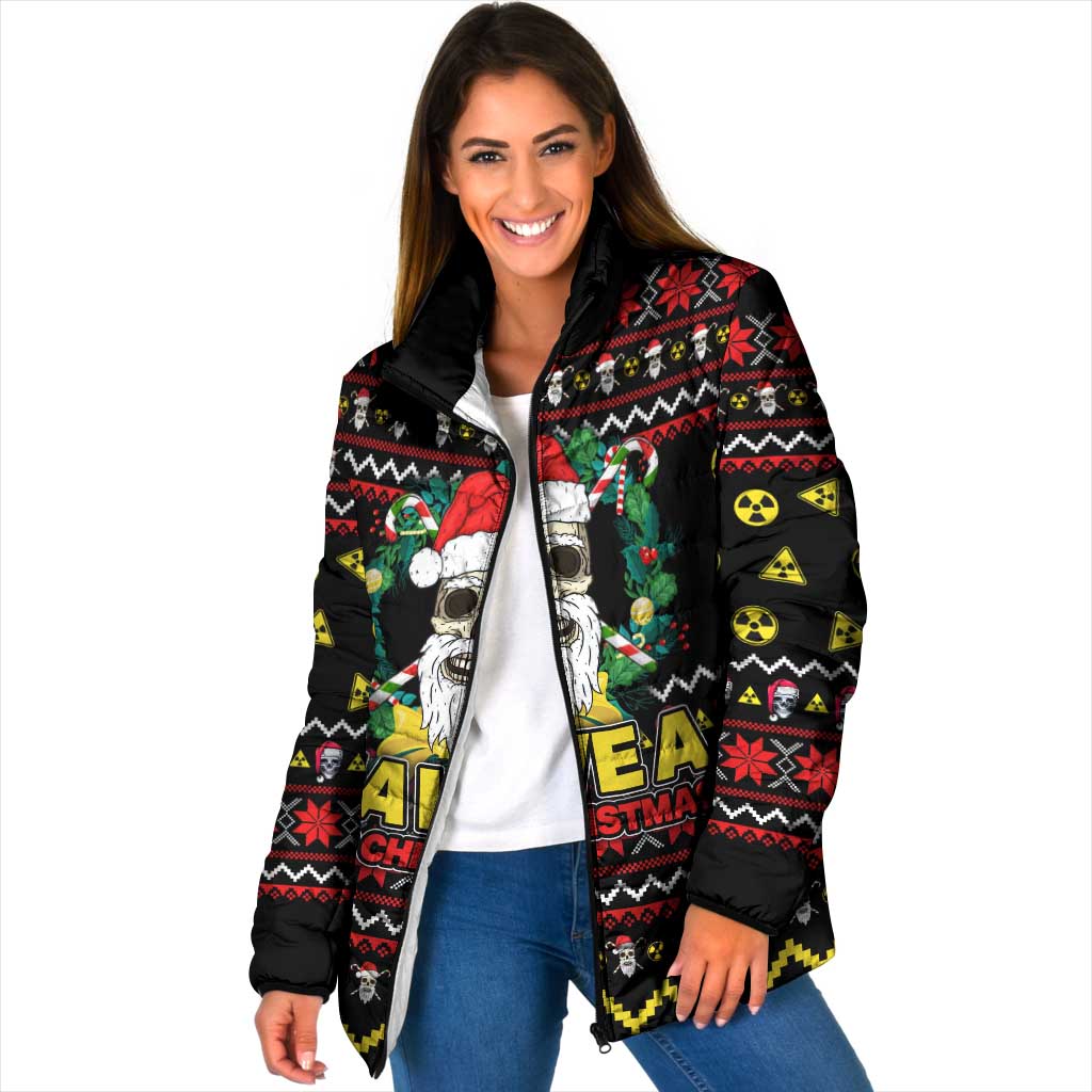 Skull Have A Rad Christmas Padded Jacket Xmas Holiday Patterns - Wonder Print Shop