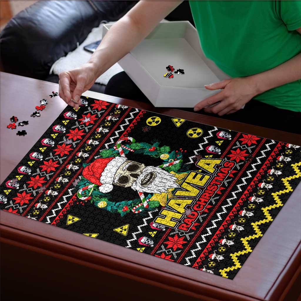 Skull Have A Rad Christmas Puzzle Xmas Holiday Patterns - Wonder Print Shop