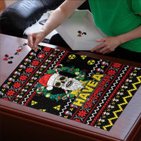 Skull Have A Rad Christmas Puzzle Xmas Holiday Patterns - Wonder Print Shop
