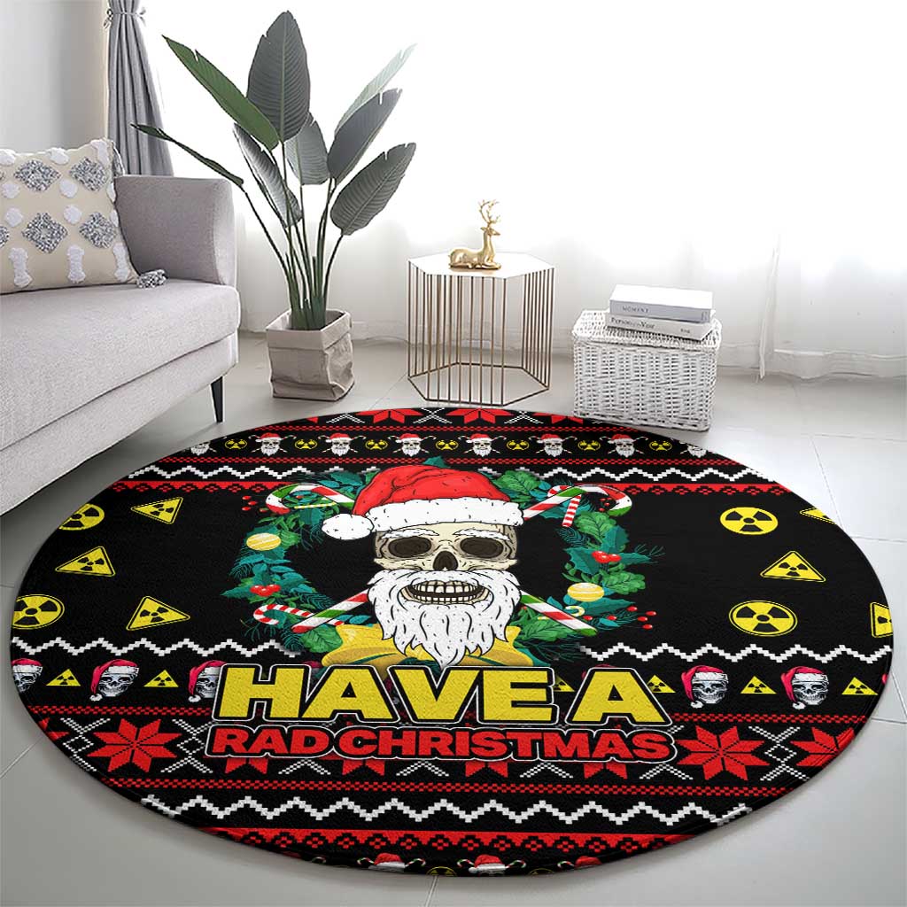 Skull Have A Rad Christmas Round Carpet Xmas Holiday Patterns - Wonder Print Shop