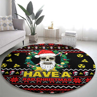 Skull Have A Rad Christmas Round Carpet Xmas Holiday Patterns - Wonder Print Shop