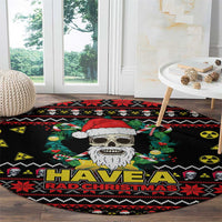 Skull Have A Rad Christmas Round Carpet Xmas Holiday Patterns - Wonder Print Shop