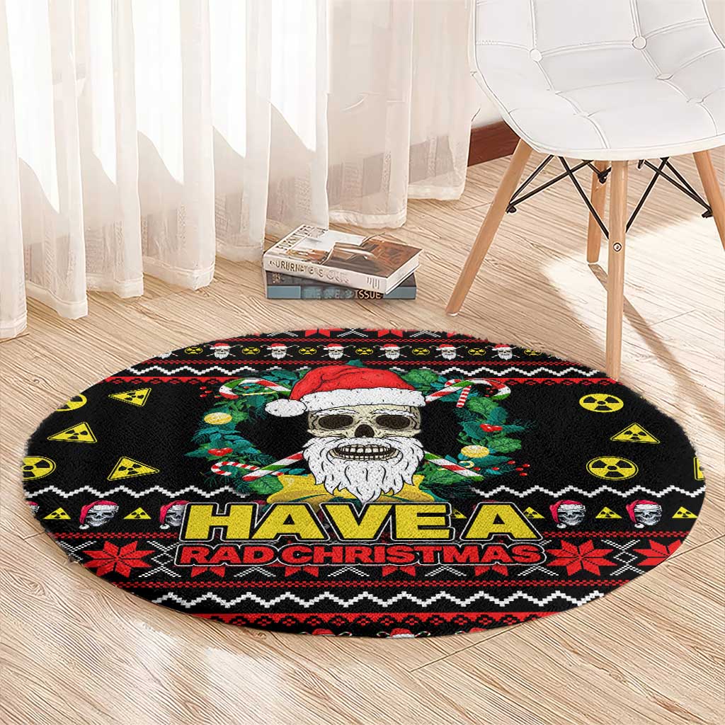 Skull Have A Rad Christmas Round Carpet Xmas Holiday Patterns - Wonder Print Shop