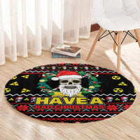 Skull Have A Rad Christmas Round Carpet Xmas Holiday Patterns - Wonder Print Shop
