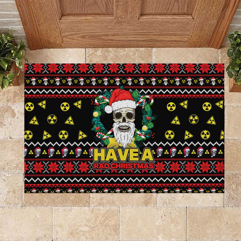 Skull Have A Rad Christmas Rubber Doormat Xmas Holiday Patterns - Wonder Print Shop