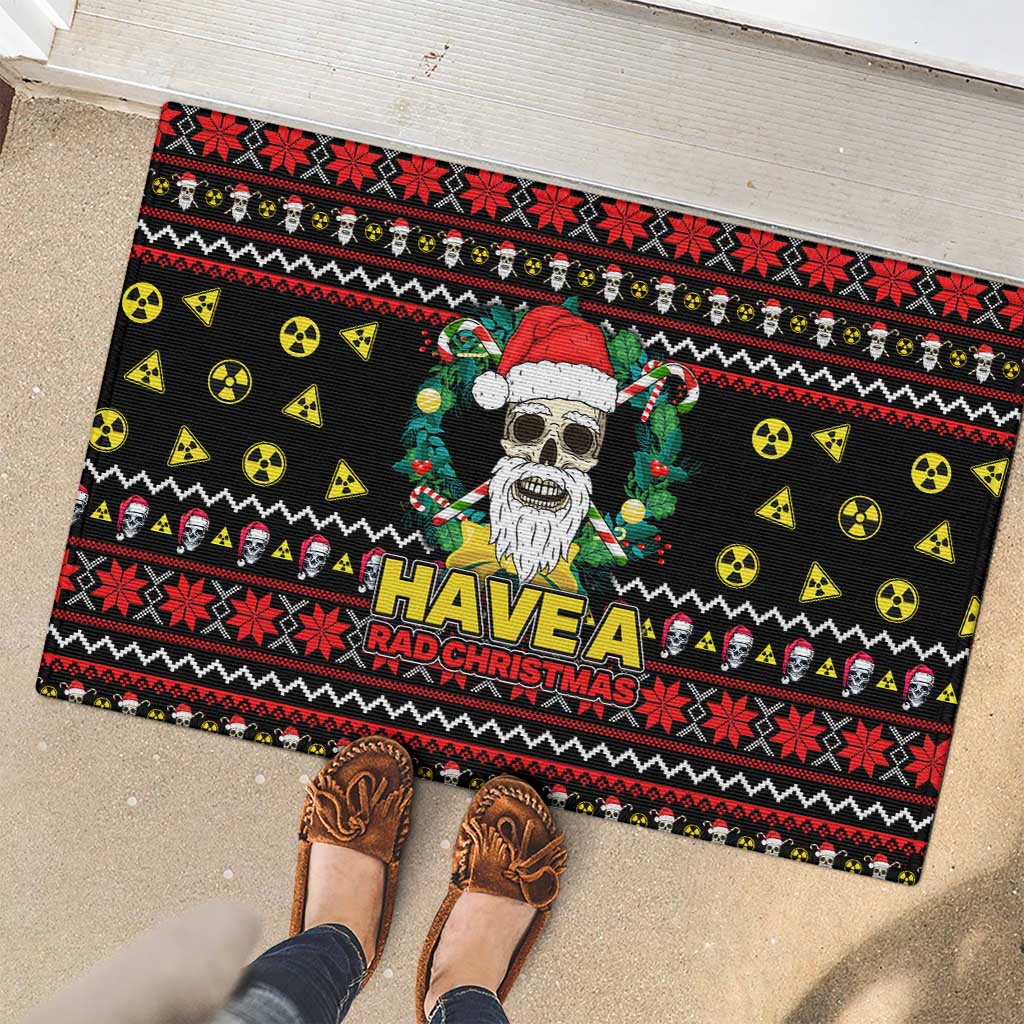 Skull Have A Rad Christmas Rubber Doormat Xmas Holiday Patterns - Wonder Print Shop
