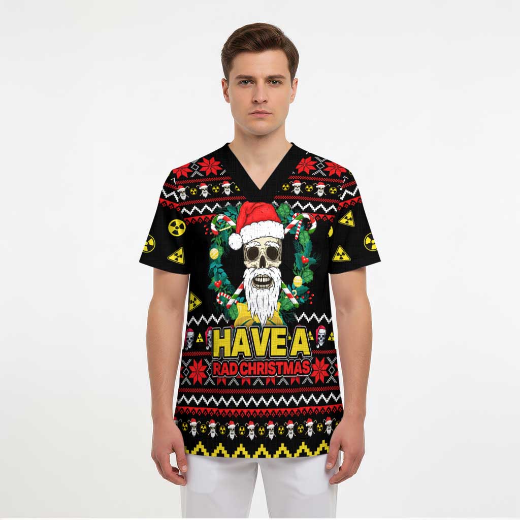 Skull Have A Rad Christmas Scrub Top Xmas Holiday Patterns - Wonder Print Shop