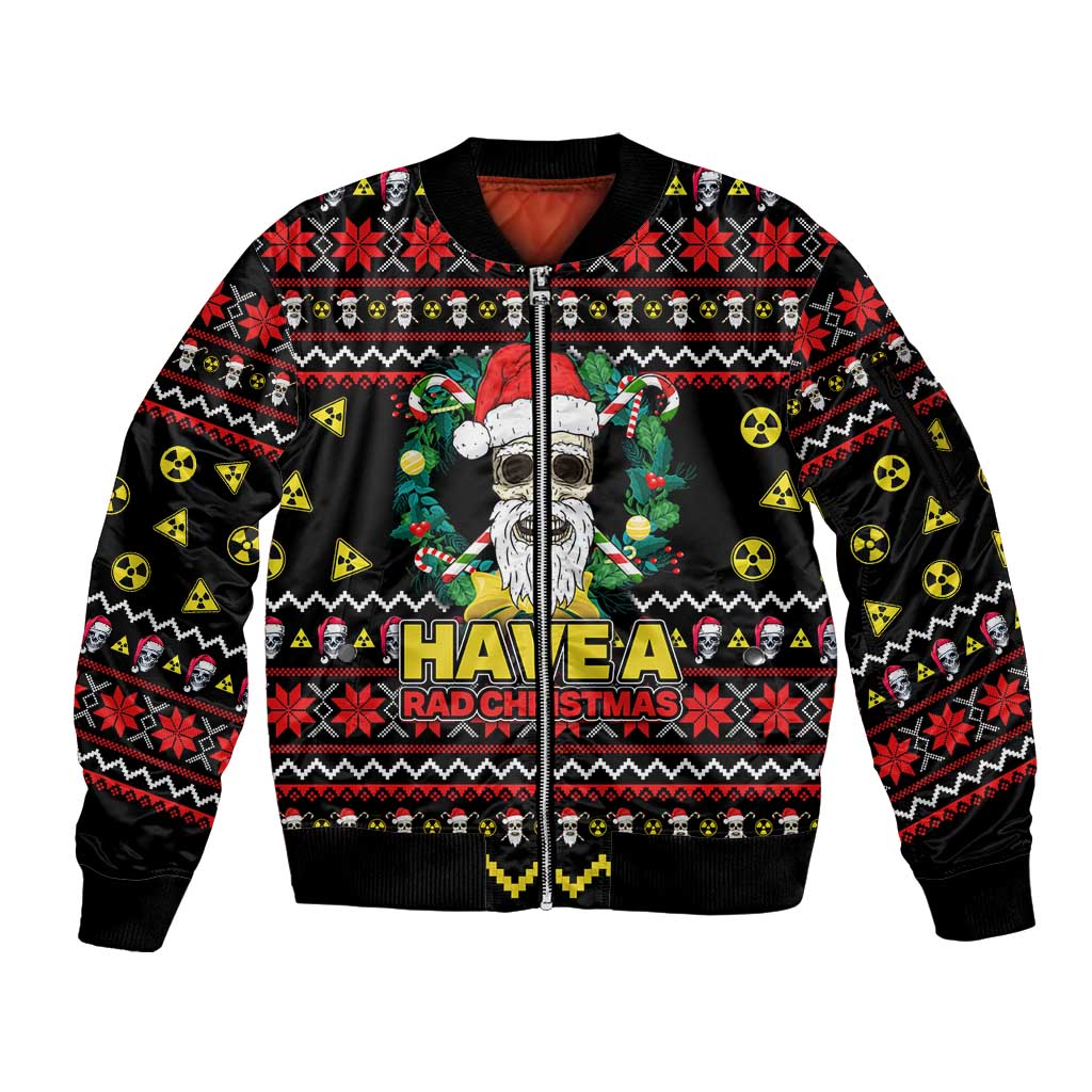 Skull Have A Rad Christmas Sleeve Zip Bomber Jacket Xmas Holiday Patterns - Wonder Print Shop