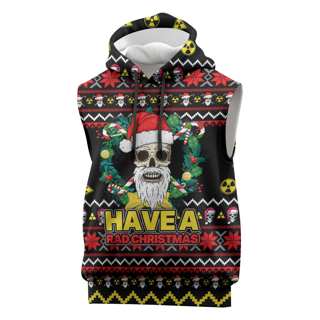 Skull Have A Rad Christmas Sleeveless Hoodie Xmas Holiday Patterns - Wonder Print Shop