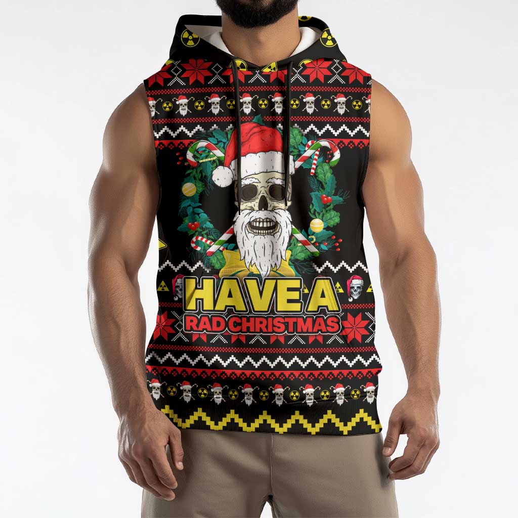 Skull Have A Rad Christmas Sleeveless Hoodie Xmas Holiday Patterns - Wonder Print Shop