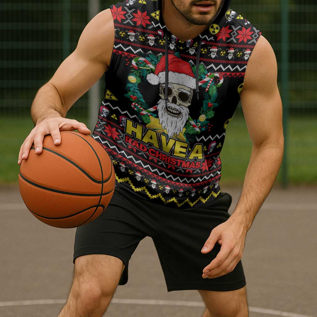 Skull Have A Rad Christmas Sleeveless Hoodie Xmas Holiday Patterns - Wonder Print Shop