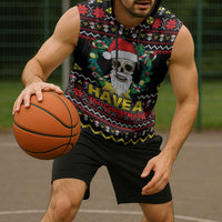 Skull Have A Rad Christmas Sleeveless Hoodie Xmas Holiday Patterns - Wonder Print Shop