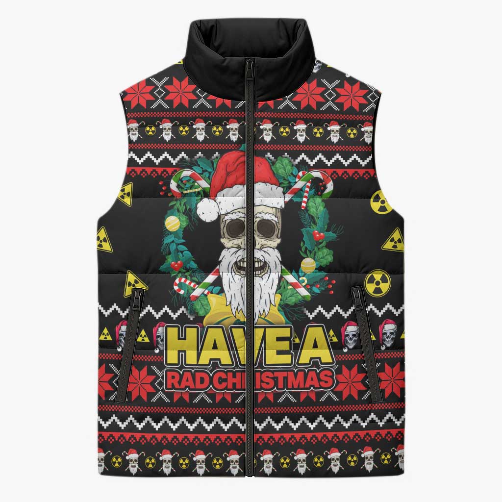 Skull Have A Rad Christmas Sleeveless Puffer Jacket Xmas Holiday Patterns - Wonder Print Shop