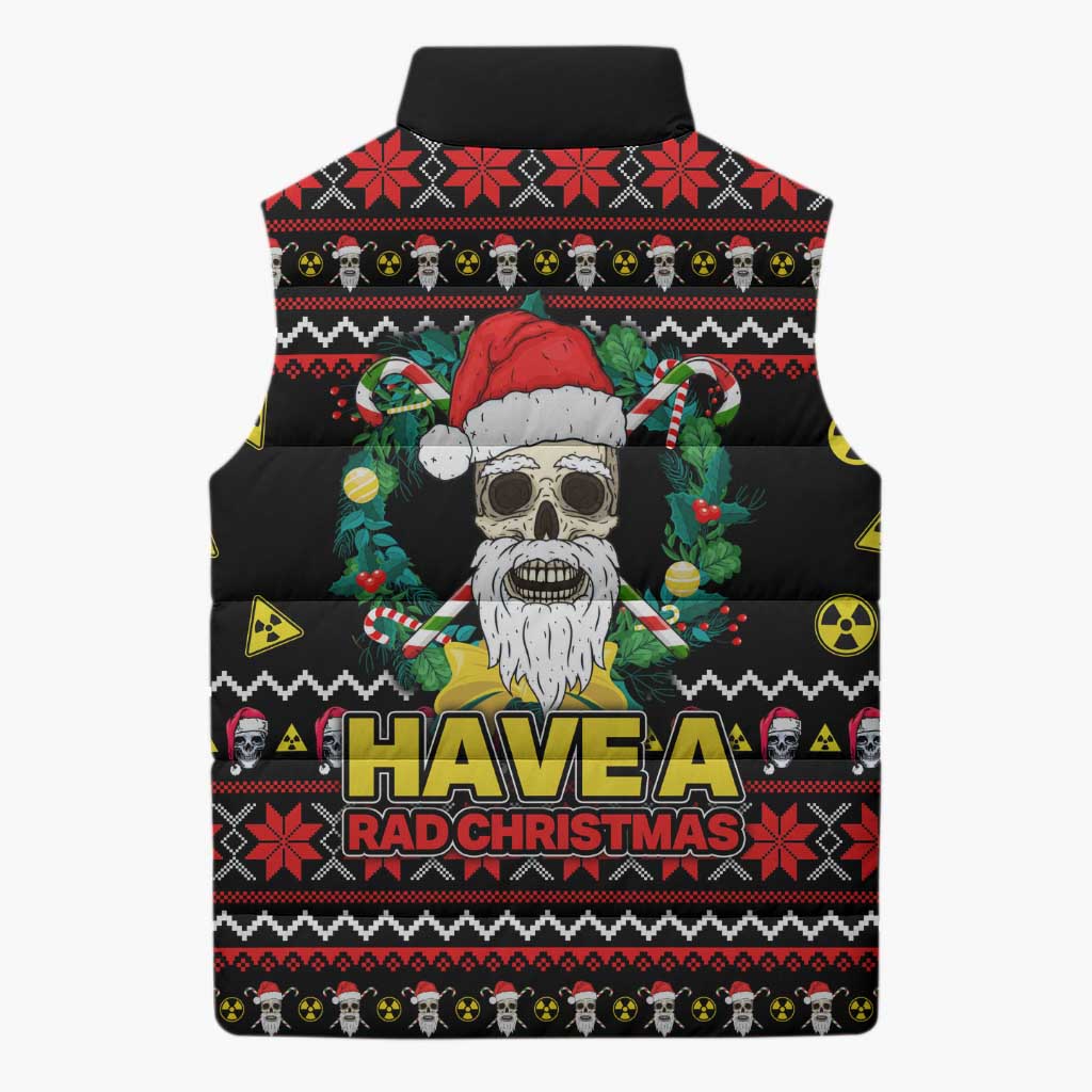 Skull Have A Rad Christmas Sleeveless Puffer Jacket Xmas Holiday Patterns - Wonder Print Shop
