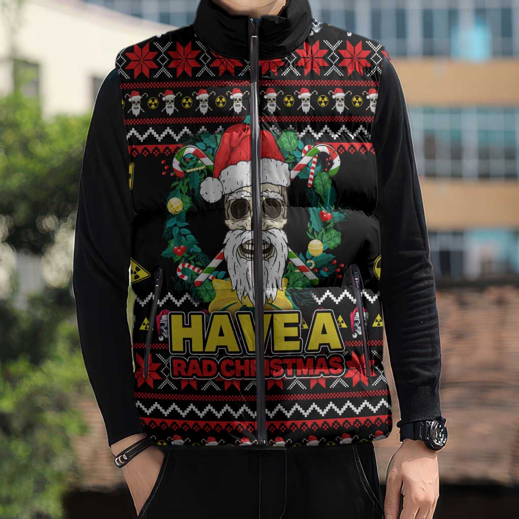 Skull Have A Rad Christmas Sleeveless Puffer Jacket Xmas Holiday Patterns - Wonder Print Shop