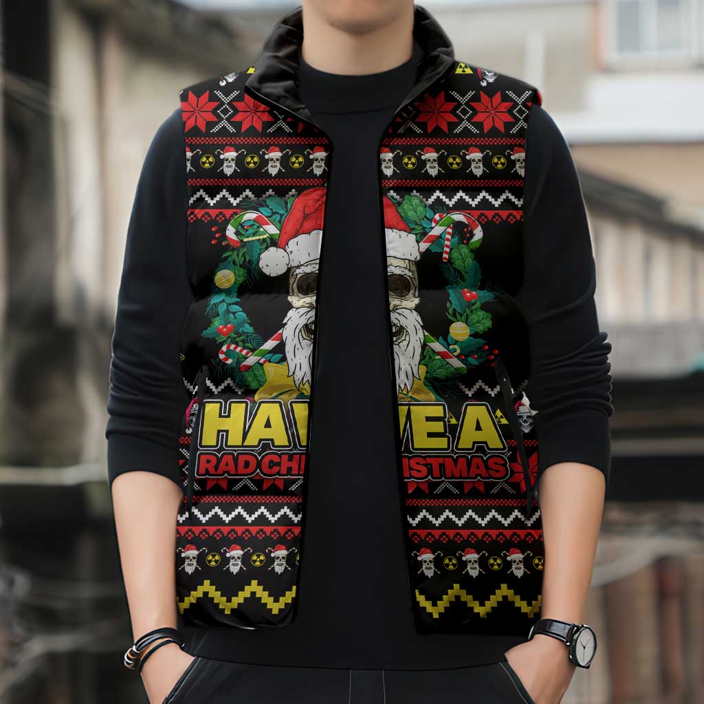 Skull Have A Rad Christmas Sleeveless Puffer Jacket Xmas Holiday Patterns - Wonder Print Shop